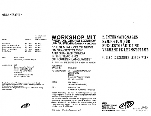 Dr Lozanov in Vienna 1989 – Presentation & workshop